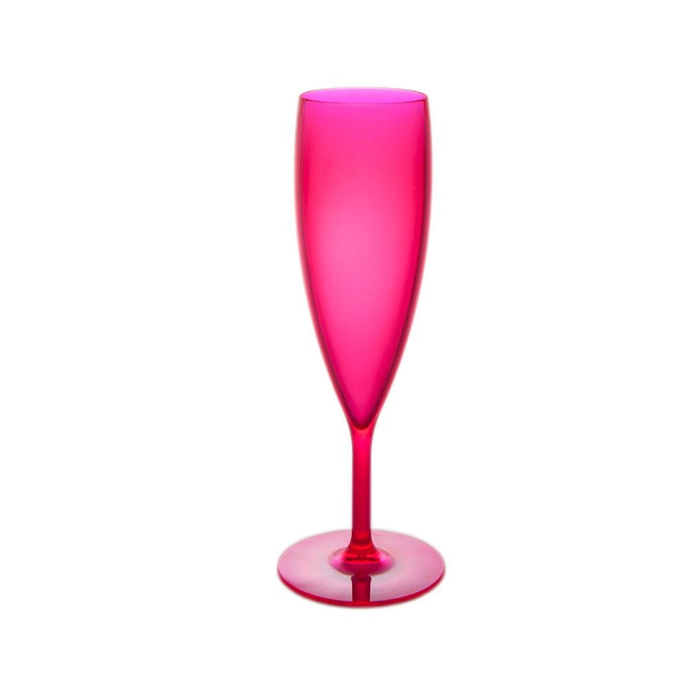 FLûte incassable 15cl-rose fluo, plastique réutilisable personnalisable.