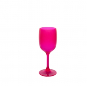 Reusable unbreakable 15cl wine glass fluo rose