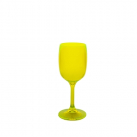 Reusable unbreakable 15cl wine glass fluo yellow